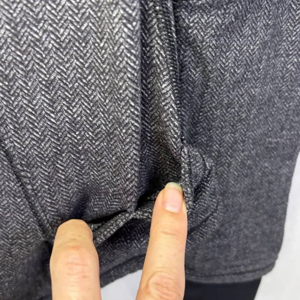 Lululemon Base Runner 1/2 Zip Heathered Herringbone Black Gray Women’s Sz 8